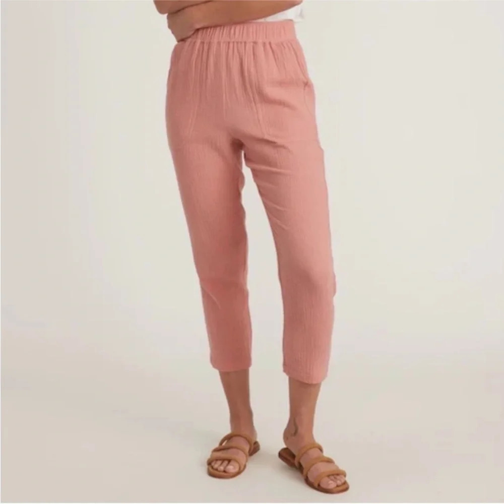 Marine Layer Paula Easy Tapered Pink Gauzy Cotton Pant Size S NWT